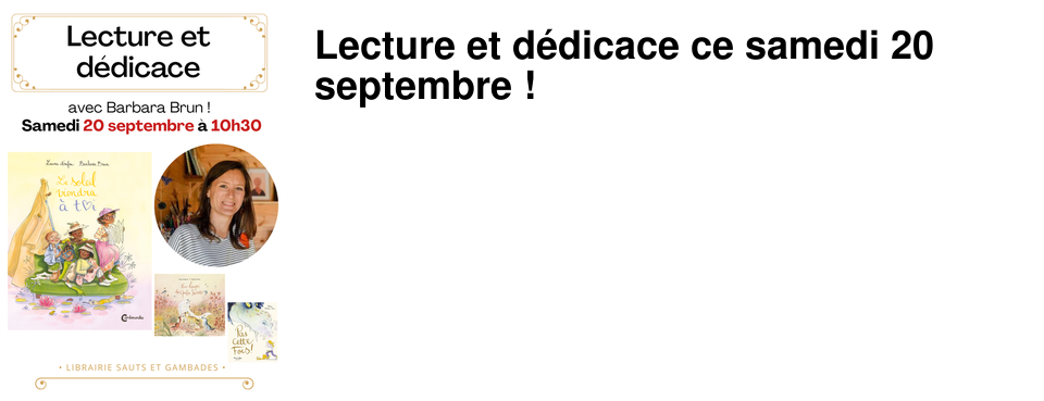 Lecture et d�dicace ce samedi 20 septembre !